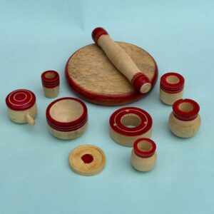Wooden Kitchen set with Chapathi maker for kids-  Random Colors Will Be Shipped