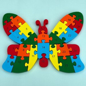 Wooden 2 in 1 Butterfly Puzzle-Alphabets and Numbers